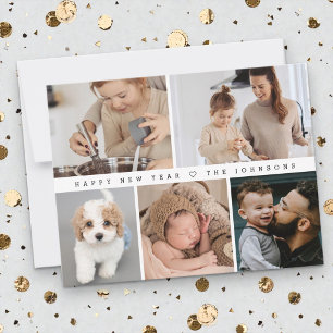Enkel Modern Gott nytt år-familjens fotosamling Julkort