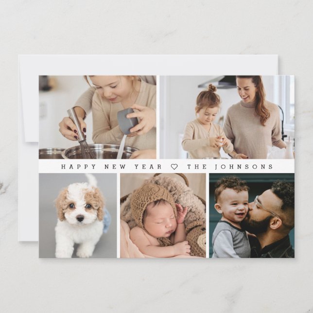 Enkel Modern Gott nytt år-familjens fotosamling Julkort (Framsida)