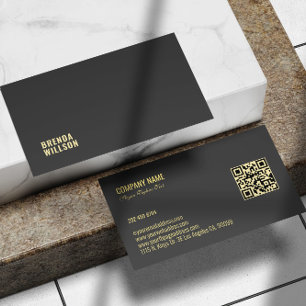 Enkel Modern Grått-bakgrund, Guld-typografi Visitkort