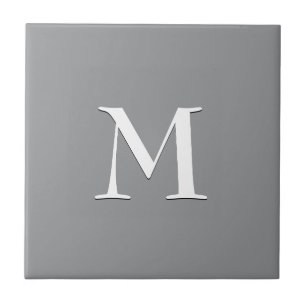 Enkel modern Grått White Monogram Kakelplatta