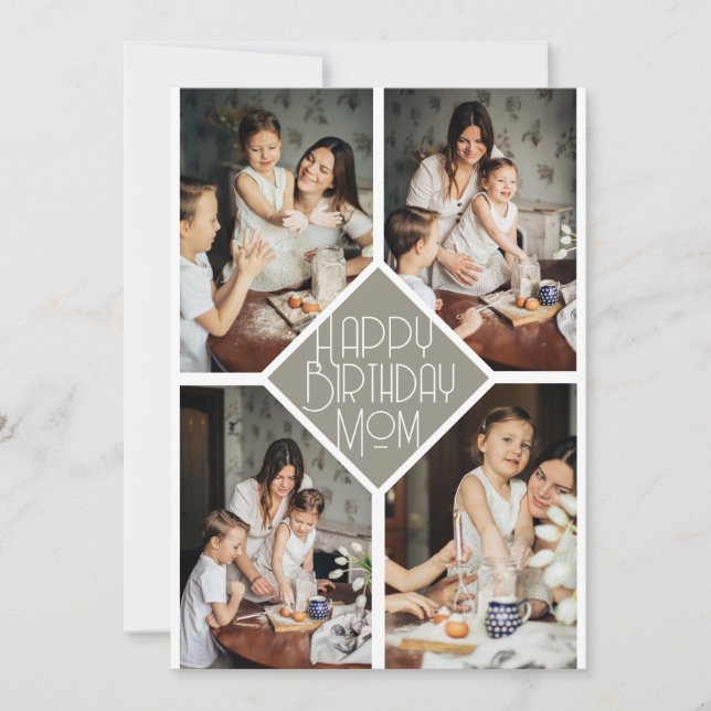 Enkel Modern grattis på födelsedagen mamma fotokol Julkort (Framsida)