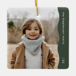 Enkel modern grönt - helgdag för ett fototrendig julgransprydnad keramik