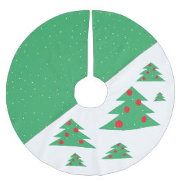 Enkel Modern Grönt Julgran Red Bollar Julgransmatta Borstad Polyester