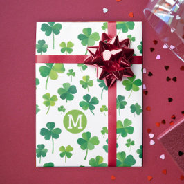 Enkel Modern Grönt Tur Shamrock Patrick Monogram Presentpapper
