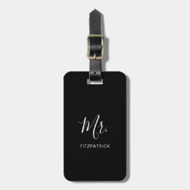 Enkel modern Groom Newlyged Elegant Bagagebricka