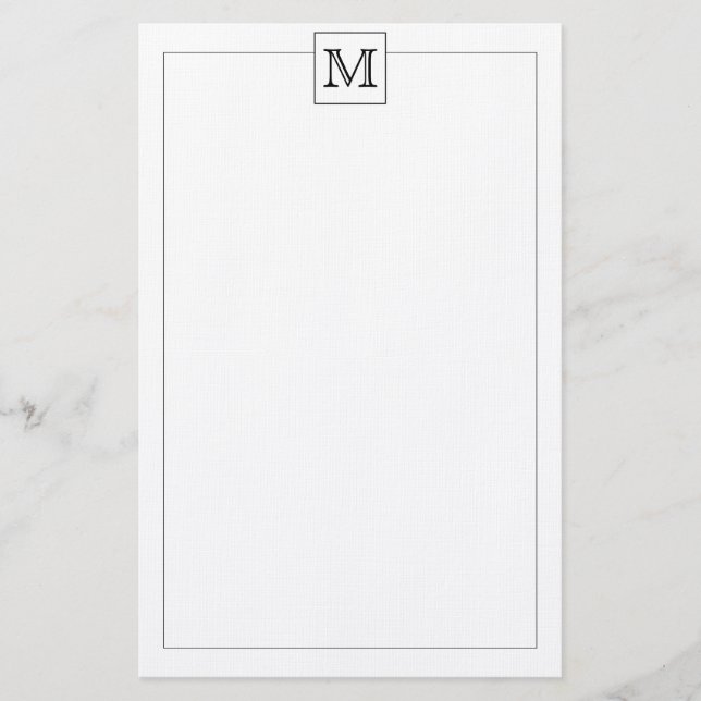 Enkel, modern, grundläggande monogramkvadrat gräns brevpapper (Framsida)