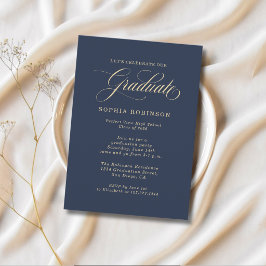 Enkel Modern Gul Blå Studentfest Inbjudningar