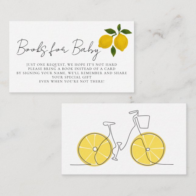 Enkel Modern Gul Citron Cykel Babykalas Tilläggskort (Fram/baksida)