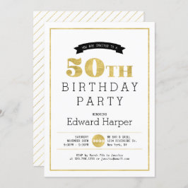 Enkel modern Guld 50:e Födelsedagsfest inbjudan
