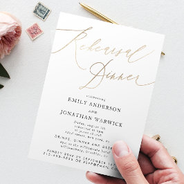 Enkel Modern Guld-calligrafi Bröllop Rehearsal Inbjudningar