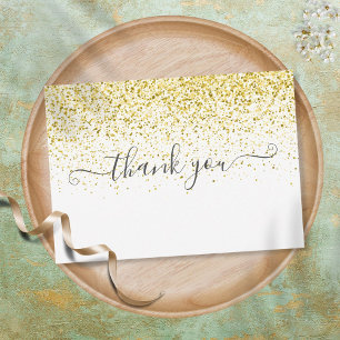 Enkel Modern Guld Glitter Skrift Tack Kort