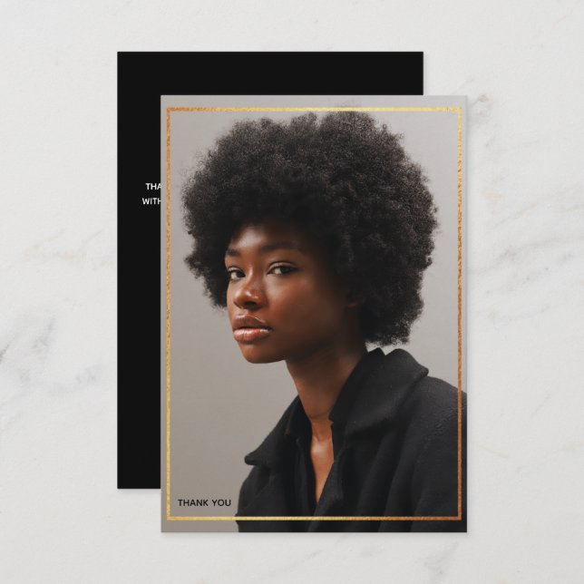 Enkel Modern Guld Gräns Studenten Tack Inbjudningar (Fram/baksida)