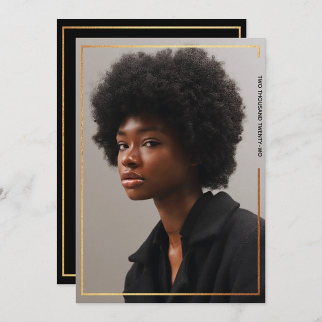 Enkel modern Guld Gräns Studenten vid Inbjudningar (Fram/baksida)