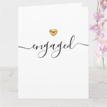 Enkel Modern Guld Heart White Engagerad