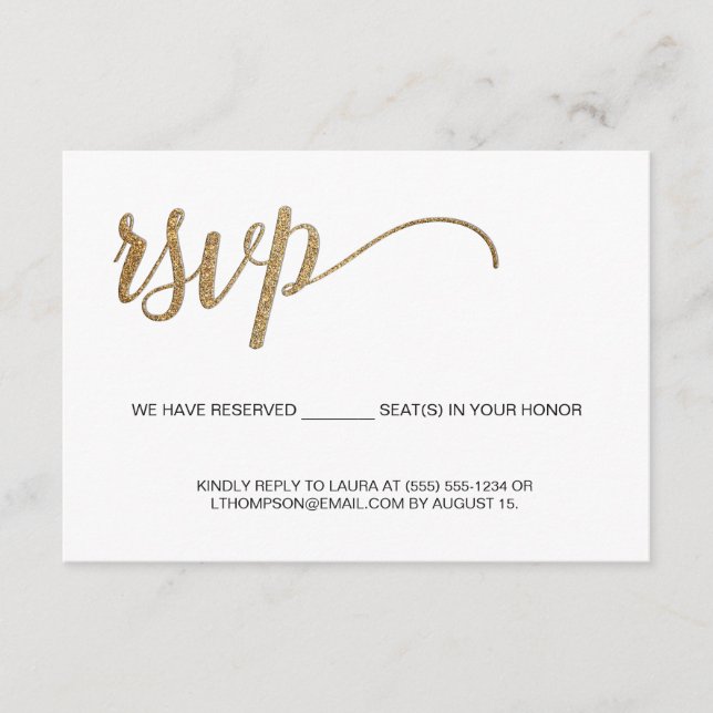 Enkel Modern Guld RSVP ej postning Reserverad plat Tilläggskort (Framsida)