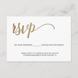 Enkel Modern Guld RSVP ej postning Reserverad plat Tilläggskort