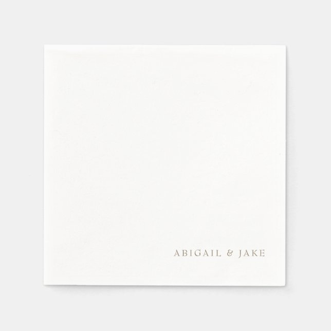 Enkel modern Guld-text Namn Bröllop Napkins Pappersservett (Framsidan)
