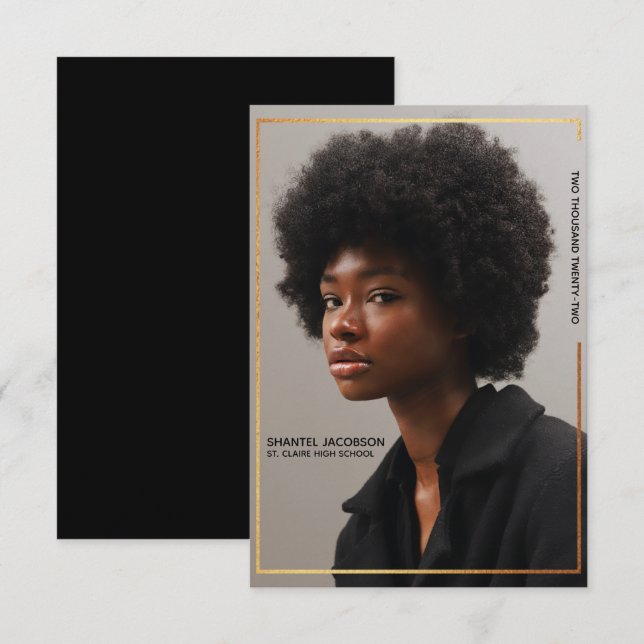 Enkel modern guldgräns examensannonsering inbjudningar (Fram/baksida)