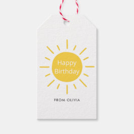 Enkel modern Gult Bright Sol Grattis på födelsedag Presentetikett