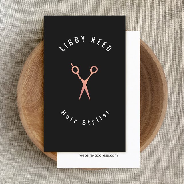 Enkel modern Hairstylist Ro Guld-sax, svart Visitkort (Skapare uppladdad)