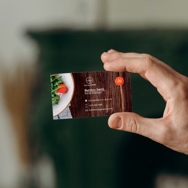 Enkel & Modern Hälsosam Matdesign Personlig Kock Visitkort (Simple & Modern Healthy Food Design Personal Chef Business Card)
