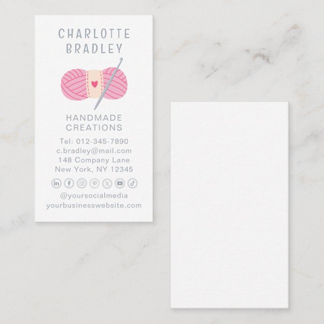 Enkel, modern, handgjord Crochet-korsning Visitkort (Fram/baksida)