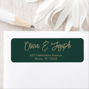 Enkel Modern Handsketched Script Emerald Grönt Returadress Etikett