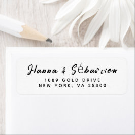 Enkel, modern handskript returadress etikett