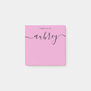 Enkel, modern handskriven Namn Rosa Notes Post-it Block