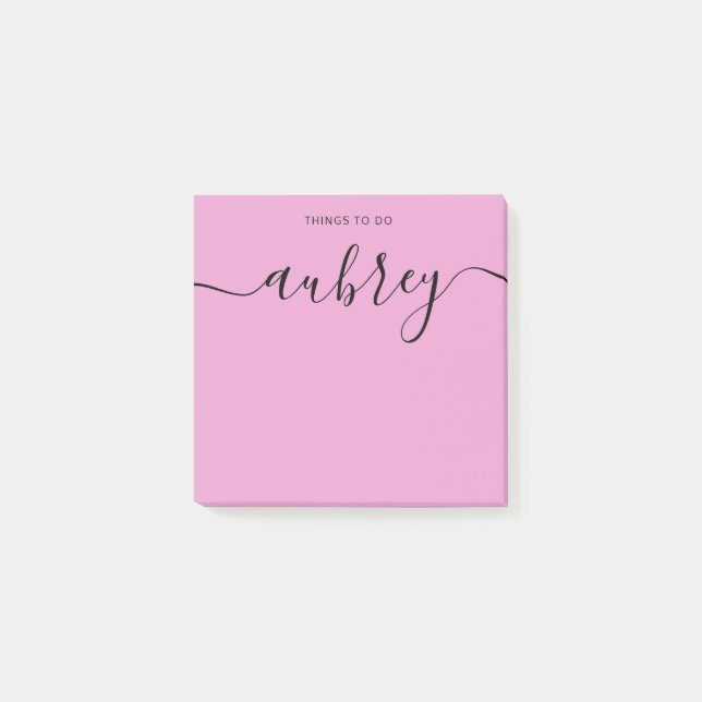 Enkel, modern handskriven Namn Rosa Notes Post-it Block (Framsida)