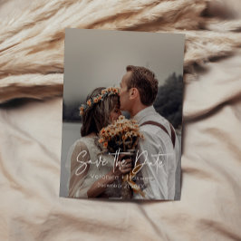 Enkel & Modern Handskriven Script Foto Spara Datumet