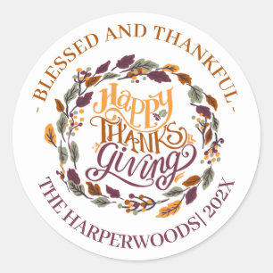 Enkel Modern Happy thanksgiving-familj Runt Klistermärke