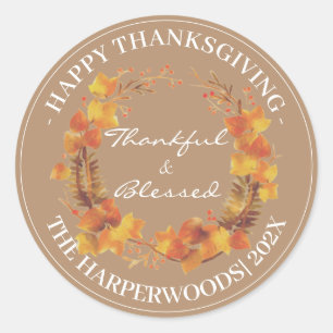 Enkel Modern Happy thanksgiving-familj Runt Klistermärke