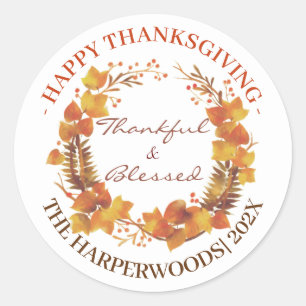 Enkel Modern Happy thanksgiving-familj Runt Klistermärke