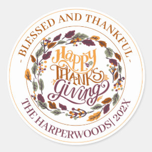 Enkel Modern Happy thanksgiving-familj Runt Klistermärke