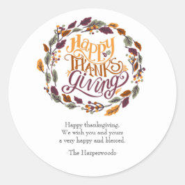 Enkel Modern Happy thanksgiving-familj Runt Klistermärke