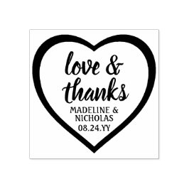 Enkel Modern Heart Kärlek och Tack Bröllop Stämpel