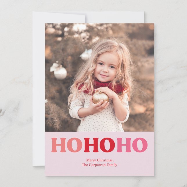 Enkel modern Helgdag | Red & Rosa 2 Photo Julkort (Framsida)