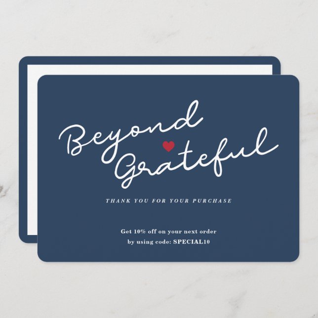 Enkel Modern Hjärt - Marin Affärs Tacksamhetskort Tack Kort (Fram/baksida)