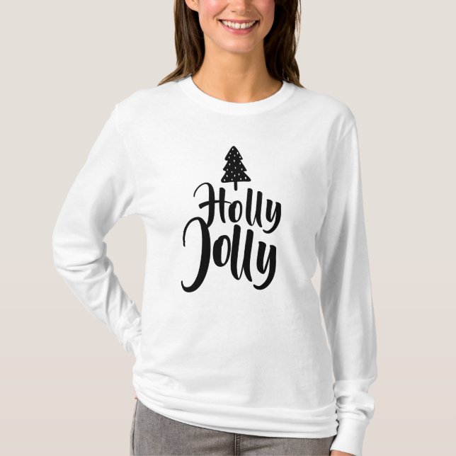 Enkel Modern Holly Jolly God jul nytt år T Shirt (Framsida)