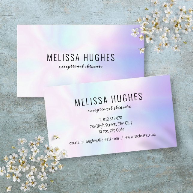 Enkel Modern Holografisk Regnbågsgradient Visitkort (Simple Modern Holographic Rainbow Gradient Business Card)