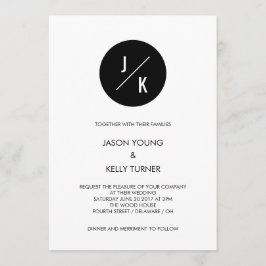 Enkel, modern inbjudan till monokrom cirkel