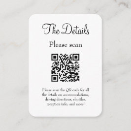 Enkel, modern information om vita Bröllop med QR-k Tilläggskort