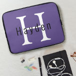 Enkel Modern Initial   Namn Lila Monogram Laptop Fodral<br><div class="desc">Ultraviolett Lila Modern Anpassningsbar Monogram med minimalistisk utformning.</div>