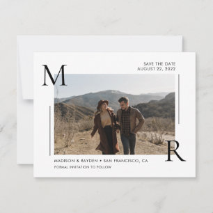 Enkel modern inledande monogram med foto spara datumet