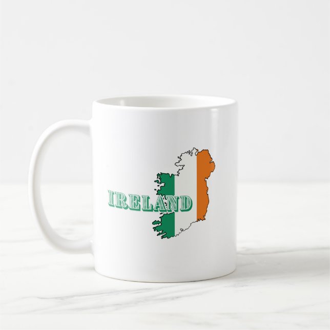 Enkel Modern Irland irländsk Konst Kart Flagga Sou Kaffemugg (Vänster)