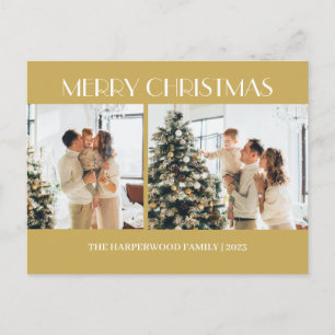 Enkel Modern Jul Familj Två Foto Helg Vykort