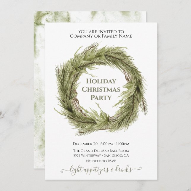 Enkel modern Julfest för krandejul Inbjudningar (Fram/baksida)