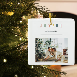 Enkel modern julfoto GLATT HELGDAG Julgransprydnad Keramik