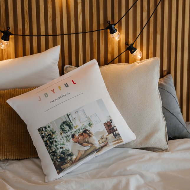 Enkel modern julfoto | GLATT HELGDAG Kudde (Skapare uppladdad)